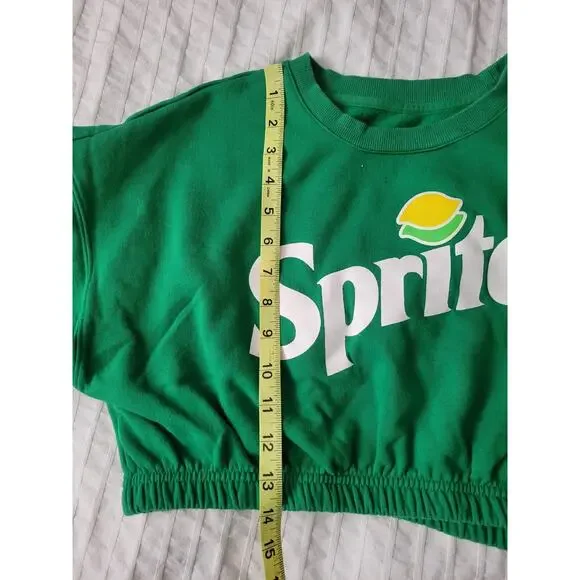 Sprite Lemon Lime Cola Crop Top Sweatshirt Green Crop Medium Halloween Costume - Picture 6 of 8